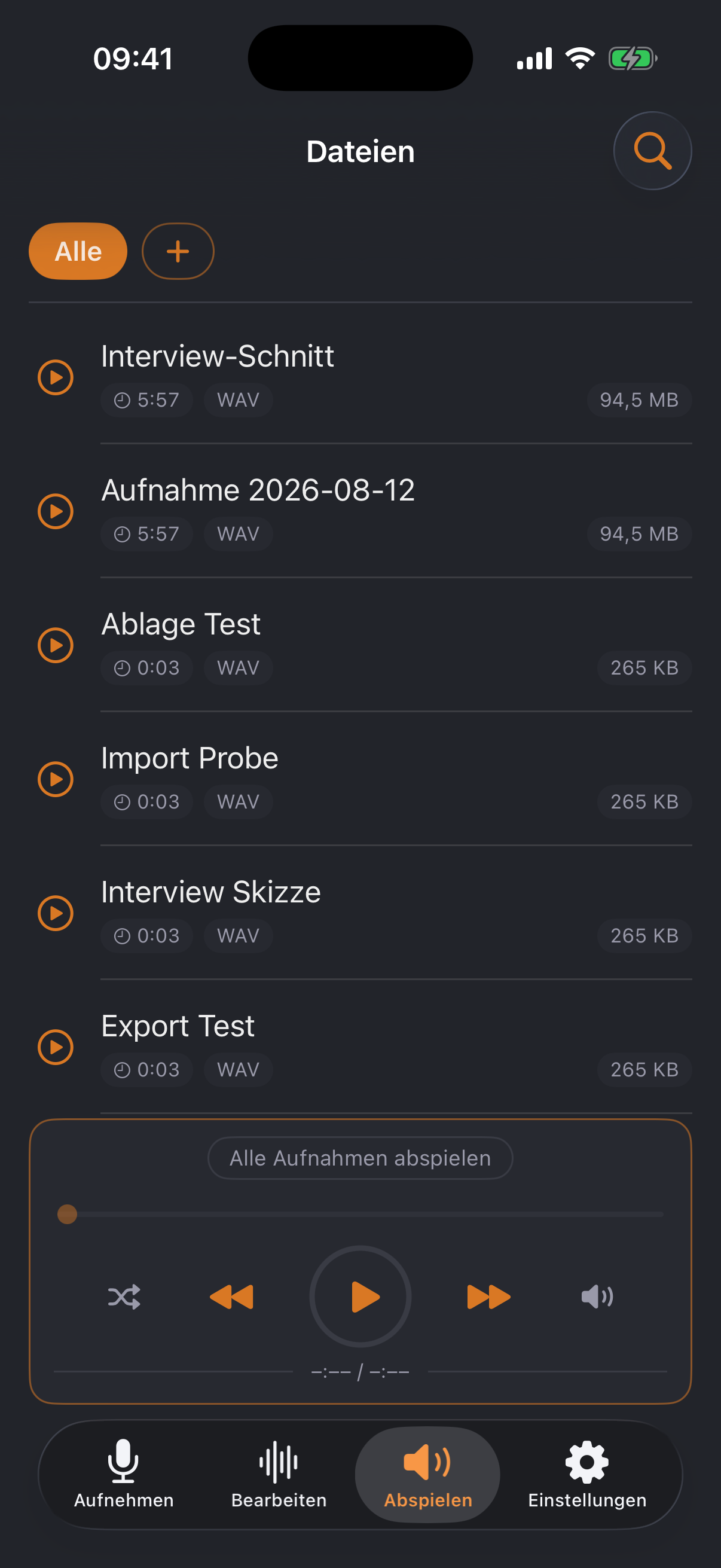 Dateiablage mit Mini-Player