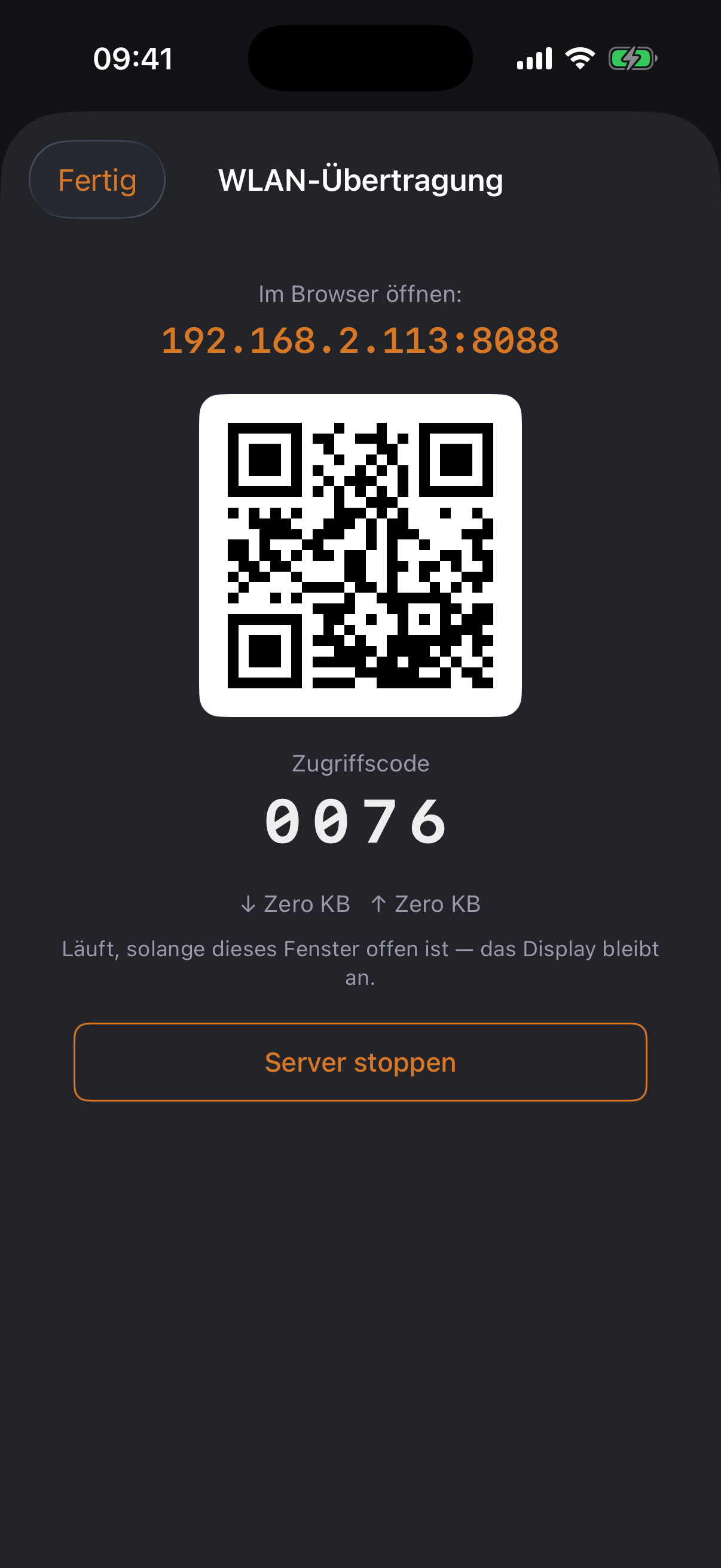 WLAN-Übertragung mit QR-Code