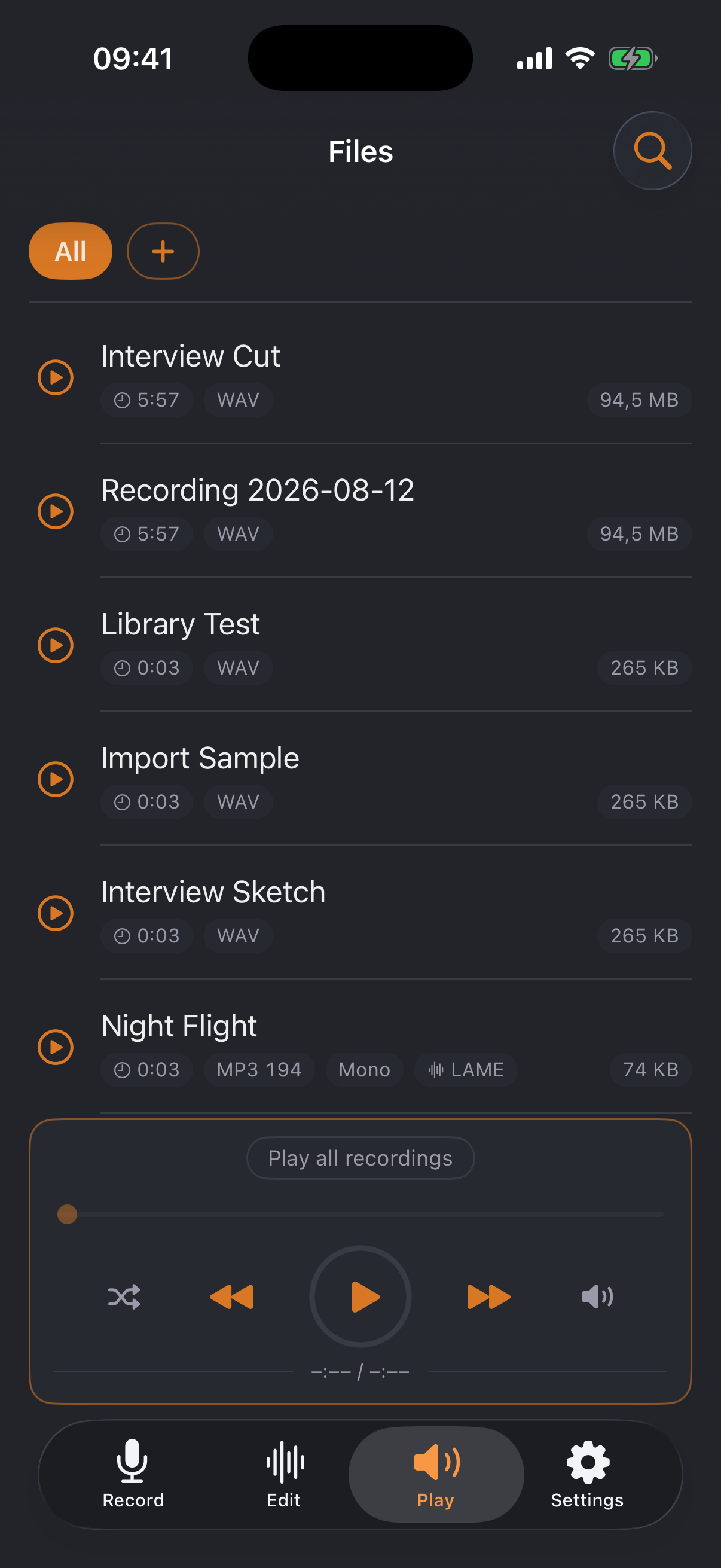 File library with mini player
