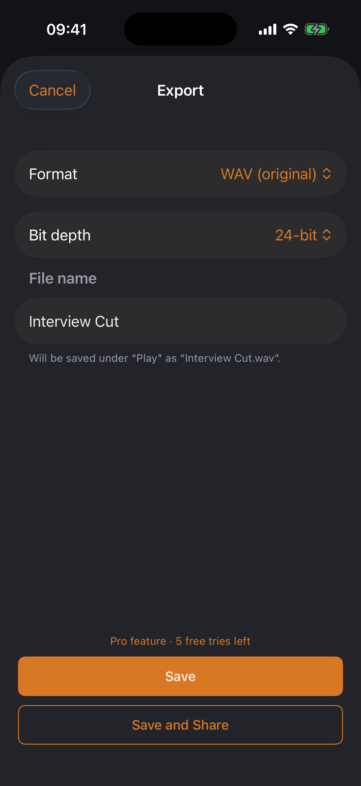 Export dialog