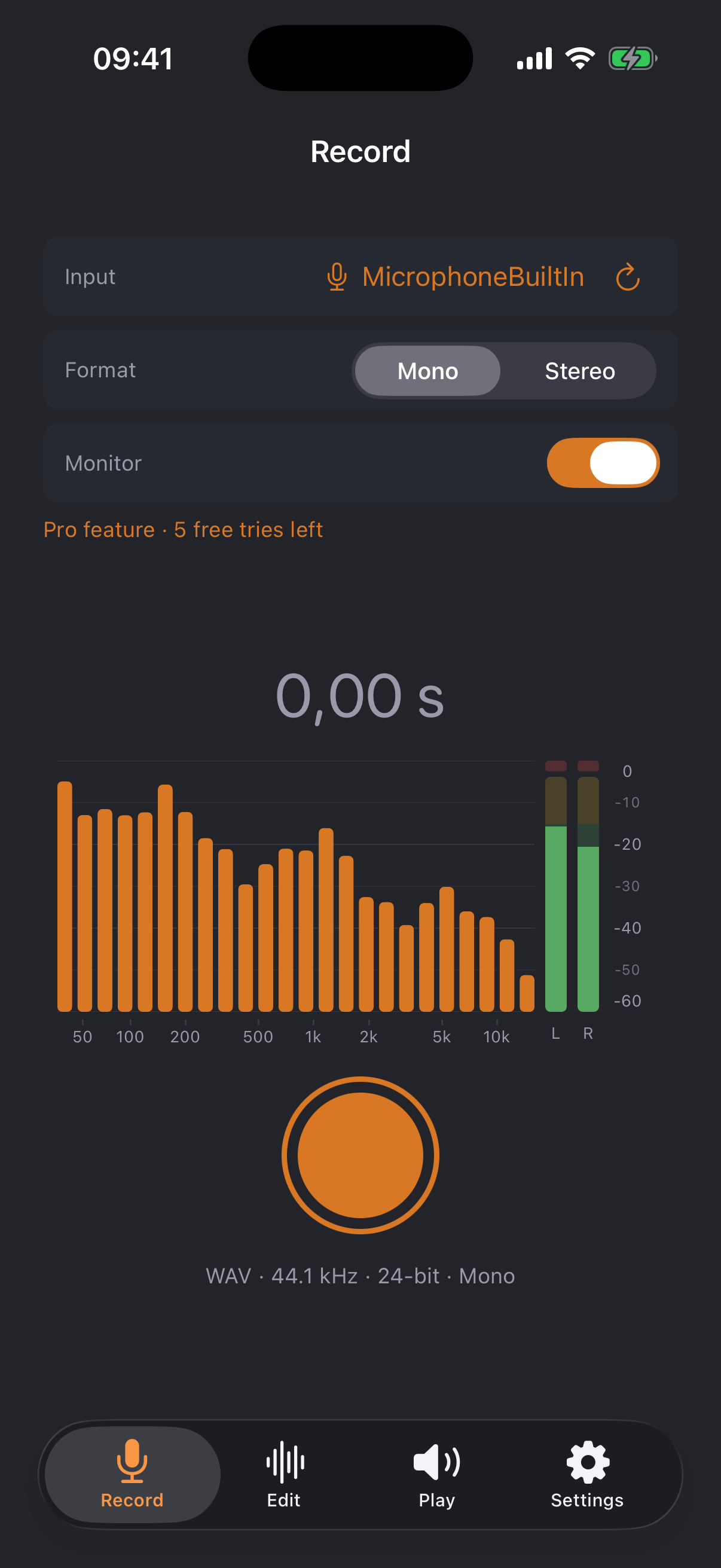 Recording monitor with spectrum