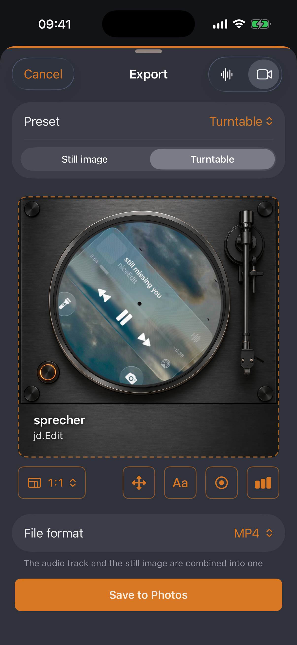 Video export: turntable with spinning cover