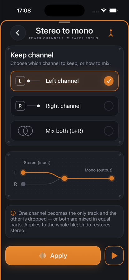 Stereo to Mono in jd.Edit